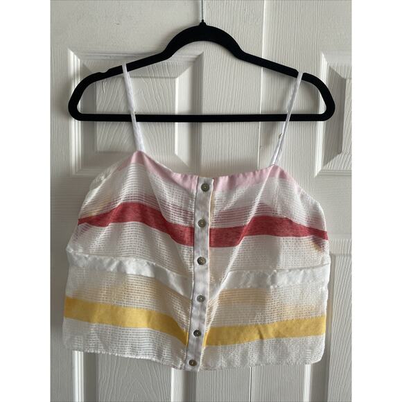 Flagpole NYC Womens Large Sheer Stripe‎ Melissa Crop Top Euro Resort Semi Sheer - Picture 1 of 8